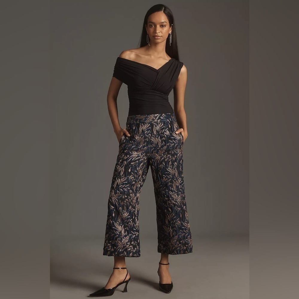 Let Me Be Jackie Jacquard Cropped Pants Wide-Leg S